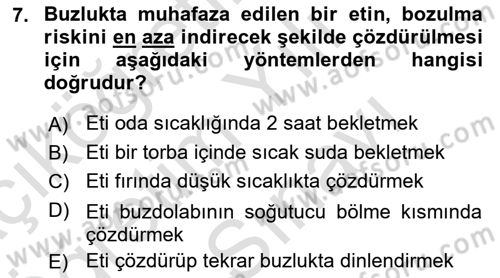 Gıda Mevzuatı ve Kalite Yönetimi Dersi 2025 - 2026 Yılı (Vize) Ara Sınav Soruları 7. Soru