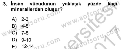 Besin Güvenliği ve Hijyen Dersi 2016 - 2017 Yılı (Vize) Ara Sınav Soruları 3. Soru