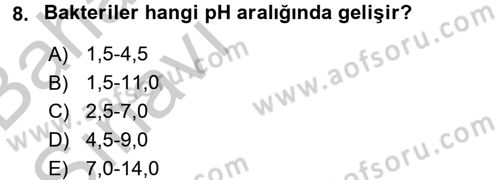 Besin Güvenliği ve Hijyen Dersi 2016 - 2017 Yılı (Vize) Ara Sınav Soruları 8. Soru