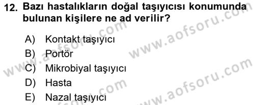Besin Güvenliği ve Hijyen Dersi 2016 - 2017 Yılı (Final) Dönem Sonu Sınav Soruları 12. Soru