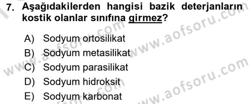Besin Güvenliği ve Hijyen Dersi 2016 - 2017 Yılı (Final) Dönem Sonu Sınav Soruları 7. Soru