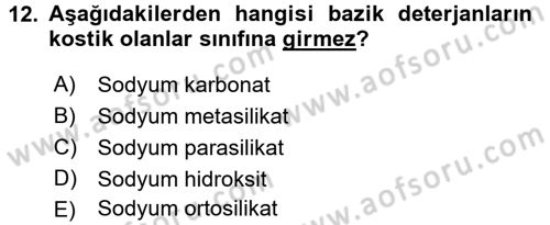 Besin Güvenliği ve Hijyen Dersi 2017 - 2018 Yılı 3 Ders Sınav Soruları 12. Soru