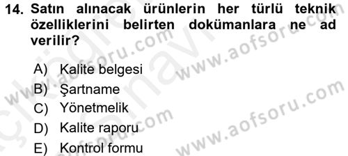 Besin Güvenliği ve Hijyen Dersi 2017 - 2018 Yılı 3 Ders Sınav Soruları 14. Soru