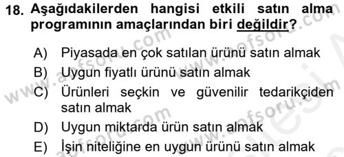 Besin Güvenliği ve Hijyen Dersi 2017 - 2018 Yılı 3 Ders Sınav Soruları 18. Soru