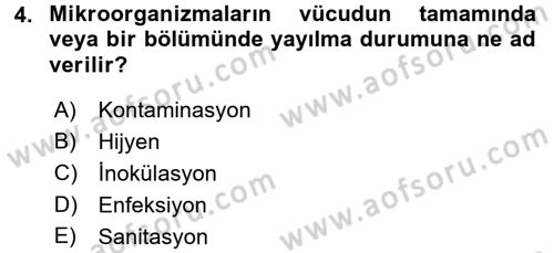 Besin Güvenliği ve Hijyen Dersi 2017 - 2018 Yılı 3 Ders Sınav Soruları 4. Soru