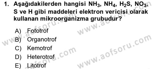 Besin Güvenliği ve Hijyen Dersi 2017 - 2018 Yılı (Vize) Ara Sınav Soruları 1. Soru