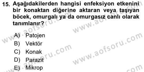 Besin Güvenliği ve Hijyen Dersi 2017 - 2018 Yılı (Vize) Ara Sınav Soruları 15. Soru