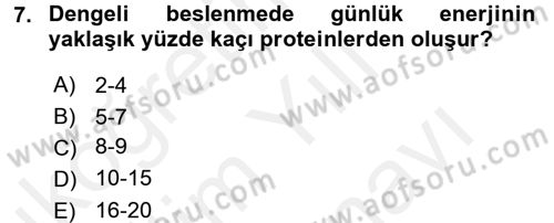 Besin Güvenliği ve Hijyen Dersi 2017 - 2018 Yılı (Vize) Ara Sınav Soruları 7. Soru