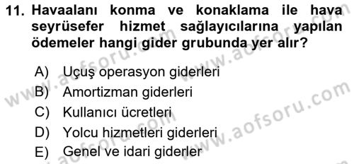Havacılığa Giriş Dersi 2015 - 2016 Yılı (Vize) Ara Sınav Soruları 11. Soru