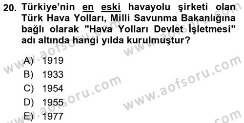 Havacılığa Giriş Dersi 2015 - 2016 Yılı (Vize) Ara Sınav Soruları 20. Soru