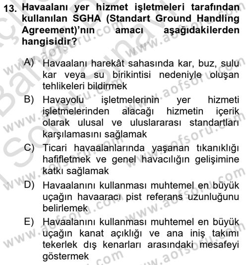 Havacılığa Giriş Dersi 2015 - 2016 Yılı (Final) Dönem Sonu Sınav Soruları 13. Soru