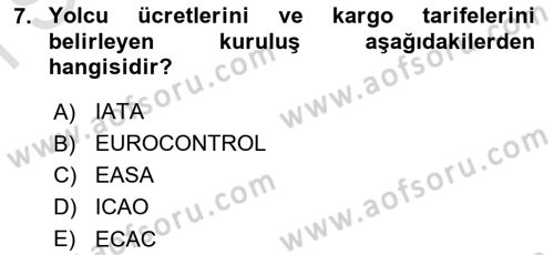 Havacılığa Giriş Dersi 2015 - 2016 Yılı (Final) Dönem Sonu Sınav Soruları 7. Soru