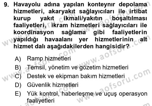 Havacılığa Giriş Dersi 2015 - 2016 Yılı (Final) Dönem Sonu Sınav Soruları 9. Soru