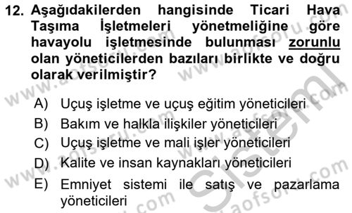 Havacılığa Giriş Dersi 2016 - 2017 Yılı (Vize) Ara Sınav Soruları 12. Soru