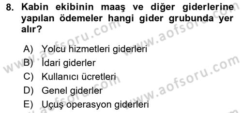 Havacılığa Giriş Dersi 2016 - 2017 Yılı (Vize) Ara Sınav Soruları 8. Soru