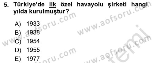 Havacılığa Giriş Dersi 2016 - 2017 Yılı (Final) Dönem Sonu Sınav Soruları 5. Soru