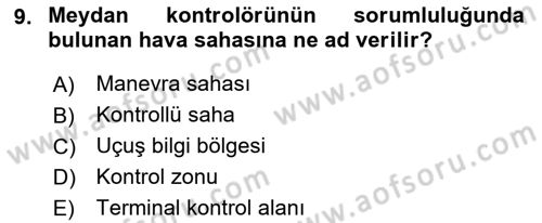 Havacılığa Giriş Dersi 2016 - 2017 Yılı (Final) Dönem Sonu Sınav Soruları 9. Soru