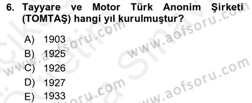 Havacılığa Giriş Dersi 2017 - 2018 Yılı (Vize) Ara Sınav Soruları 6. Soru