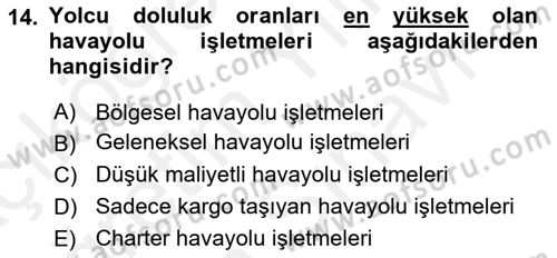 Havacılığa Giriş Dersi 2018 - 2019 Yılı (Vize) Ara Sınav Soruları 14. Soru