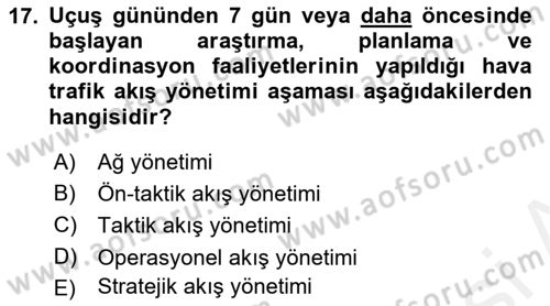 Havacılığa Giriş Dersi 2018 - 2019 Yılı (Final) Dönem Sonu Sınav Soruları 17. Soru