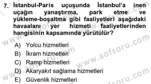 Havacılığa Giriş Dersi 2018 - 2019 Yılı (Final) Dönem Sonu Sınav Soruları 7. Soru