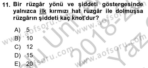Havacılığa Giriş Dersi 2018 - 2019 Yılı Yaz Okulu Sınav Soruları 11. Soru