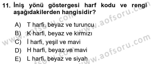 Havacılığa Giriş Dersi 2020 - 2021 Yılı Yaz Okulu Sınav Soruları 11. Soru