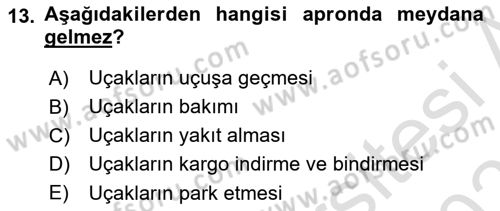 Havacılığa Giriş Dersi 2020 - 2021 Yılı Yaz Okulu Sınav Soruları 13. Soru