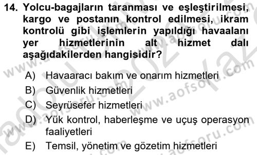 Havacılığa Giriş Dersi 2020 - 2021 Yılı Yaz Okulu Sınav Soruları 14. Soru