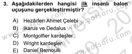 Havacılığa Giriş Dersi 2020 - 2021 Yılı Yaz Okulu Sınav Soruları 3. Soru