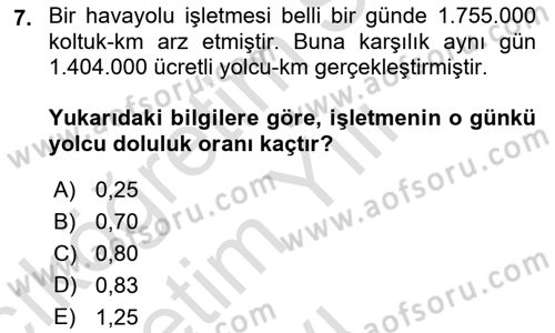 Havacılığa Giriş Dersi 2020 - 2021 Yılı Yaz Okulu Sınav Soruları 7. Soru