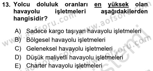 Havacılığa Giriş Dersi 2021 - 2022 Yılı (Vize) Ara Sınav Soruları 13. Soru