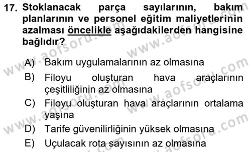 Havacılığa Giriş Dersi 2021 - 2022 Yılı (Vize) Ara Sınav Soruları 17. Soru