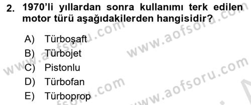 Havacılığa Giriş Dersi 2021 - 2022 Yılı (Vize) Ara Sınav Soruları 2. Soru