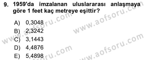 Havacılığa Giriş Dersi 2021 - 2022 Yılı (Vize) Ara Sınav Soruları 9. Soru