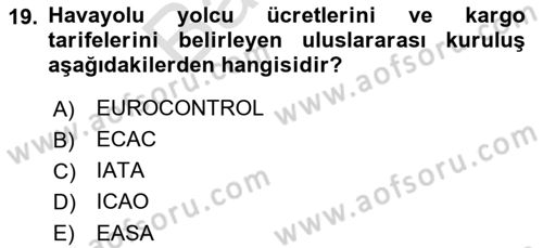 Havacılığa Giriş Dersi 2021 - 2022 Yılı (Final) Dönem Sonu Sınav Soruları 19. Soru