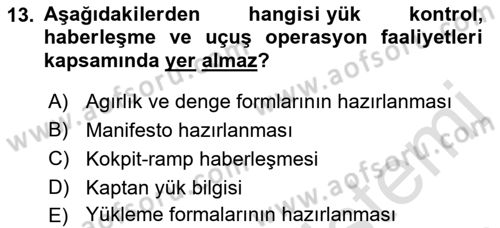 Havacılığa Giriş Dersi 2021 - 2022 Yılı Yaz Okulu Sınav Soruları 13. Soru