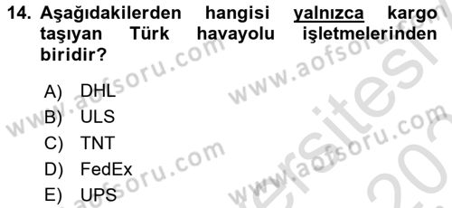 Havacılığa Giriş Dersi 2023 - 2024 Yılı (Vize) Ara Sınav Soruları 14. Soru