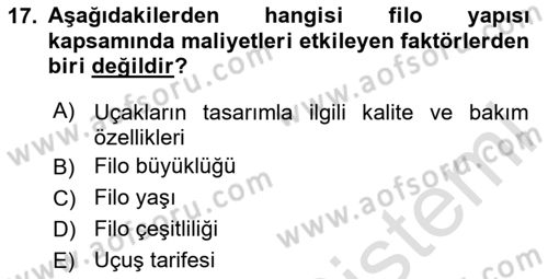 Havacılığa Giriş Dersi 2023 - 2024 Yılı (Vize) Ara Sınav Soruları 17. Soru