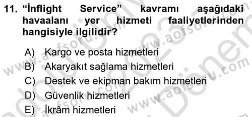 Havacılığa Giriş Dersi 2023 - 2024 Yılı (Final) Dönem Sonu Sınav Soruları 11. Soru