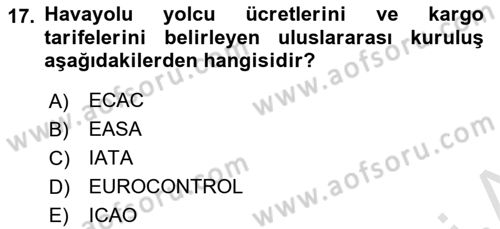 Havacılığa Giriş Dersi 2023 - 2024 Yılı Yaz Okulu Sınav Soruları 17. Soru