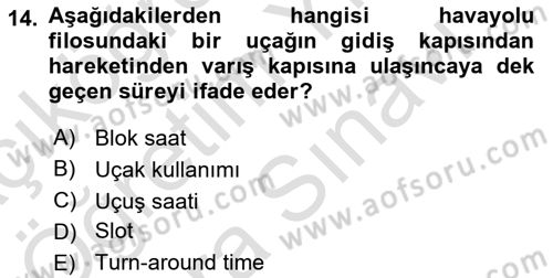 Havacılığa Giriş Dersi 2024 - 2025 Yılı (Vize) Ara Sınav Soruları 14. Soru
