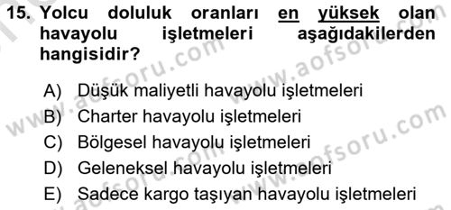 Havacılığa Giriş Dersi 2024 - 2025 Yılı (Vize) Ara Sınav Soruları 15. Soru