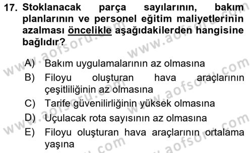 Havacılığa Giriş Dersi 2024 - 2025 Yılı (Vize) Ara Sınav Soruları 17. Soru