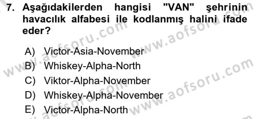 Havacılığa Giriş Dersi 2024 - 2025 Yılı (Vize) Ara Sınav Soruları 7. Soru