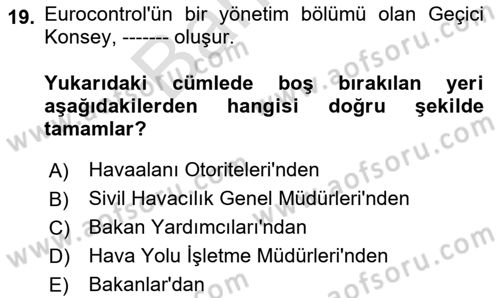 Havacılığa Giriş Dersi 2024 - 2025 Yılı (Final) Dönem Sonu Sınav Soruları 19. Soru