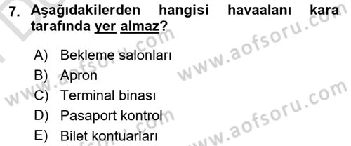 Havacılığa Giriş Dersi 2024 - 2025 Yılı (Final) Dönem Sonu Sınav Soruları 7. Soru