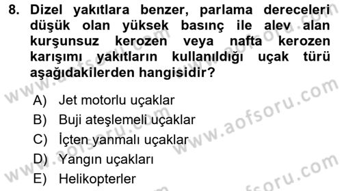 Havacılığa Giriş Dersi 2024 - 2025 Yılı (Final) Dönem Sonu Sınav Soruları 8. Soru