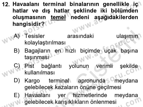 Havacılığa Giriş Dersi 2024 - 2025 Yılı Yaz Okulu Sınav Soruları 12. Soru