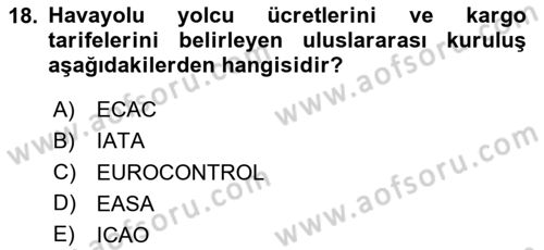 Havacılığa Giriş Dersi 2024 - 2025 Yılı Yaz Okulu Sınav Soruları 18. Soru